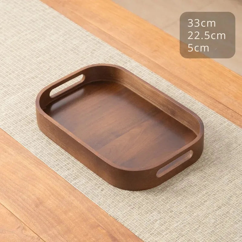 Bandeja de Madeira Minimalista de Bambu