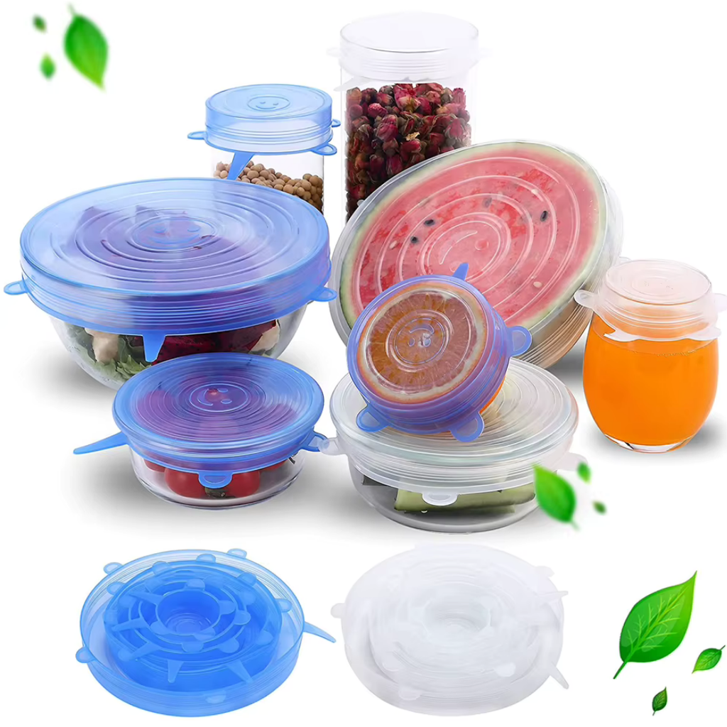 Kit 6 Tampas de Silicone Flexíveis p/ Alimentos e Tigelas