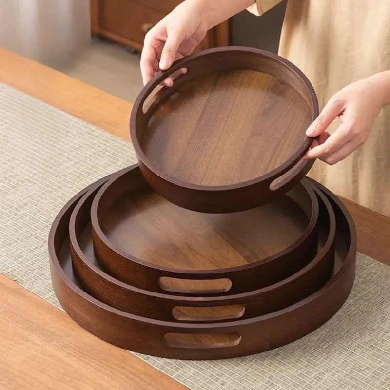 Bandeja de Madeira Minimalista de Bambu