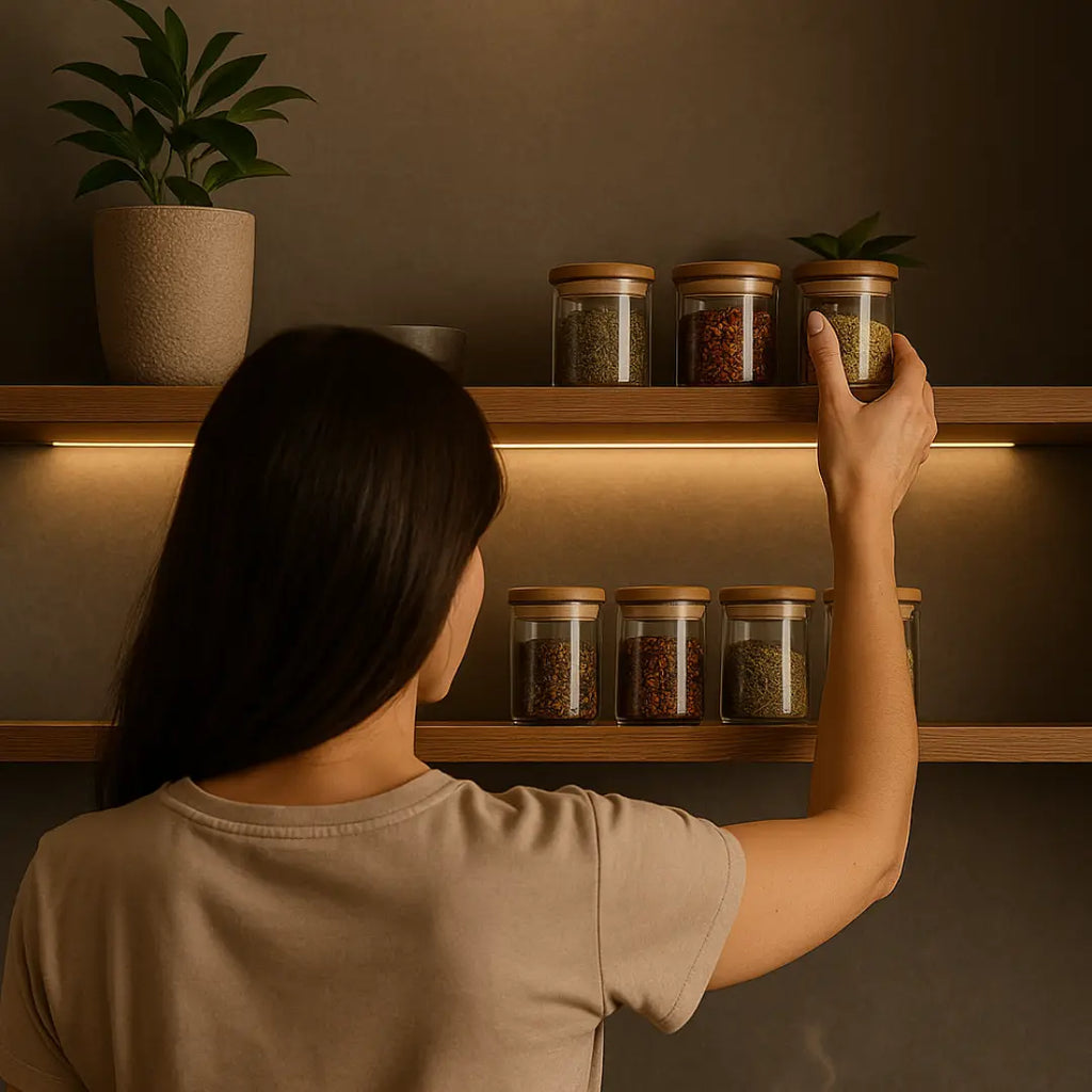 Porta Temperos com Tampa de Bambu – Kit com 6 Unidades de 200ml