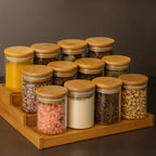 Porta Temperos com Tampa de Bambu – Kit com 6 Unidades de 200ml