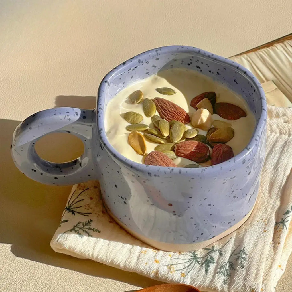 Caneca Moderna Cerâmica 250ml Amarelo e Azul