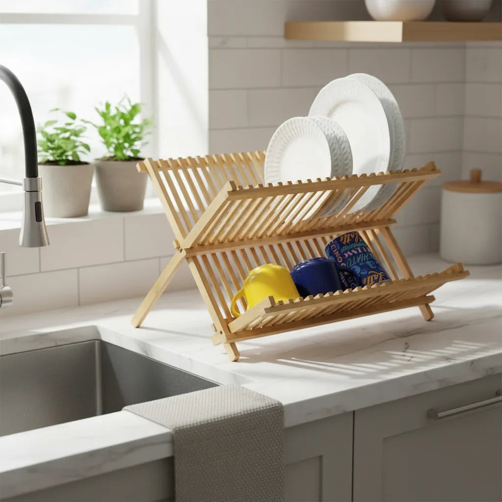 Escorredor de Louça Bambu Dobrável