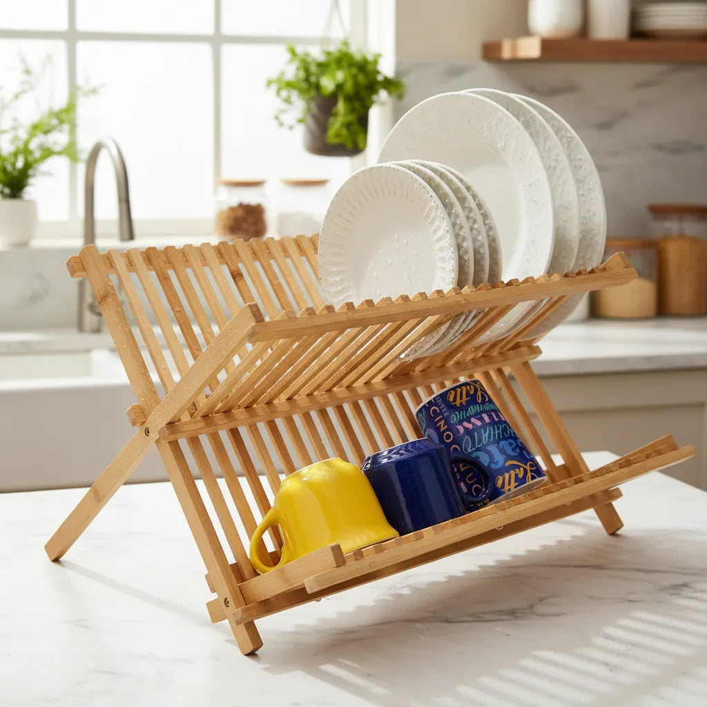 Escorredor de Louça Bambu Dobrável
