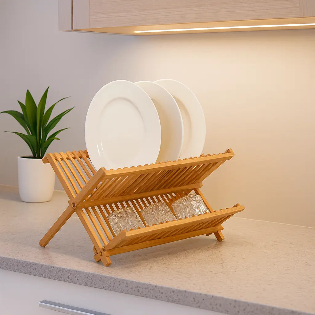 Escorredor de Louça Bambu Dobrável