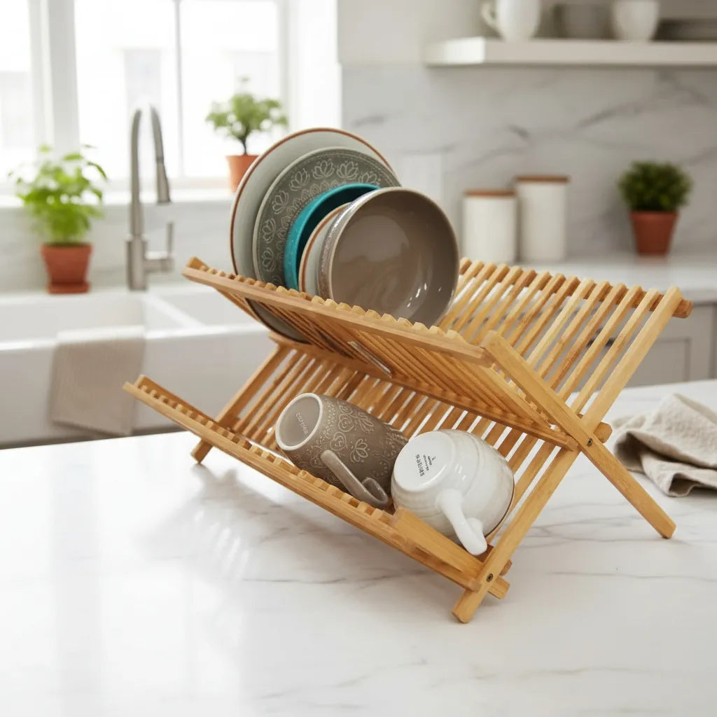 Escorredor de Louça Bambu Dobrável