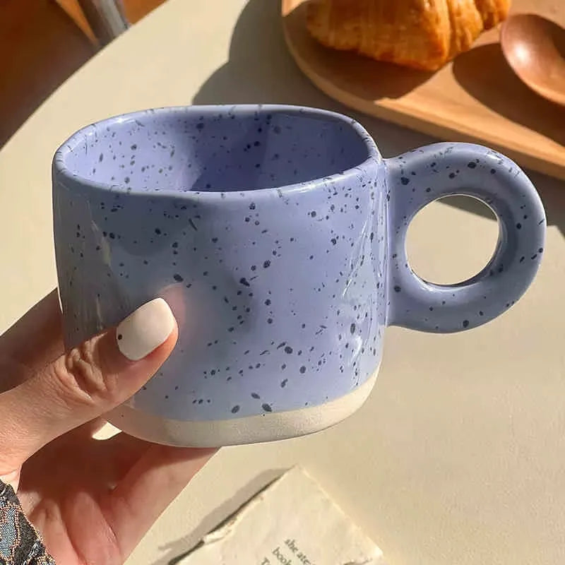 Caneca Moderna Cerâmica 250ml Amarelo e Azul