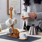 Conjunto 6 Xícaras Cerâmica com Suporte