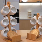 Conjunto 6 Xícaras Cerâmica com Suporte