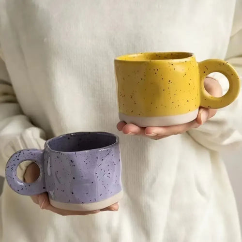 Caneca Moderna Cerâmica 250ml Amarelo e Azul