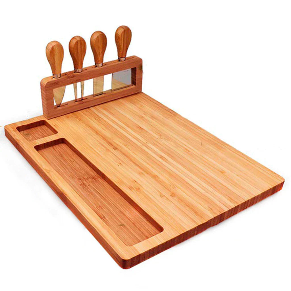Tábua de Corte para Queijos em Bambu com Acessórios