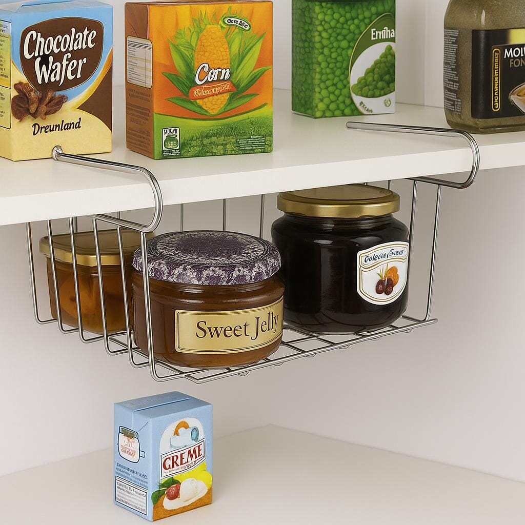 Cesto Suspenso 24cm Organizador para Prateleira Cromado