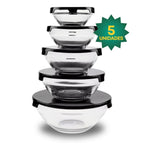 Kit 5 Potes de Vidro com Tampa Preta