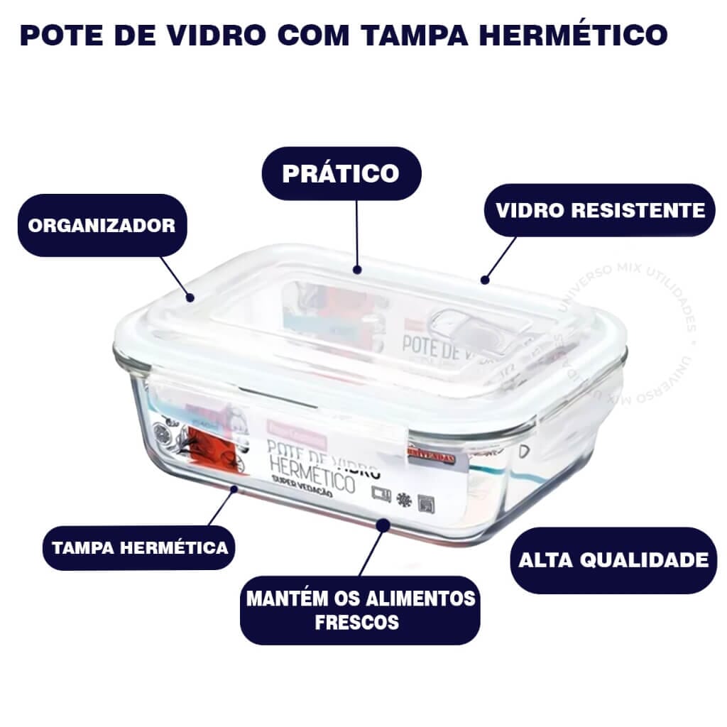 Kit 5 Potes Vidro Hermético 340ml