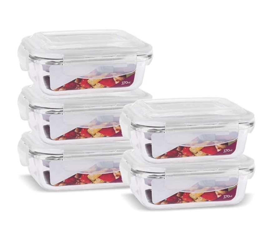 Kit 5 Potes Vidro Hermético 340ml