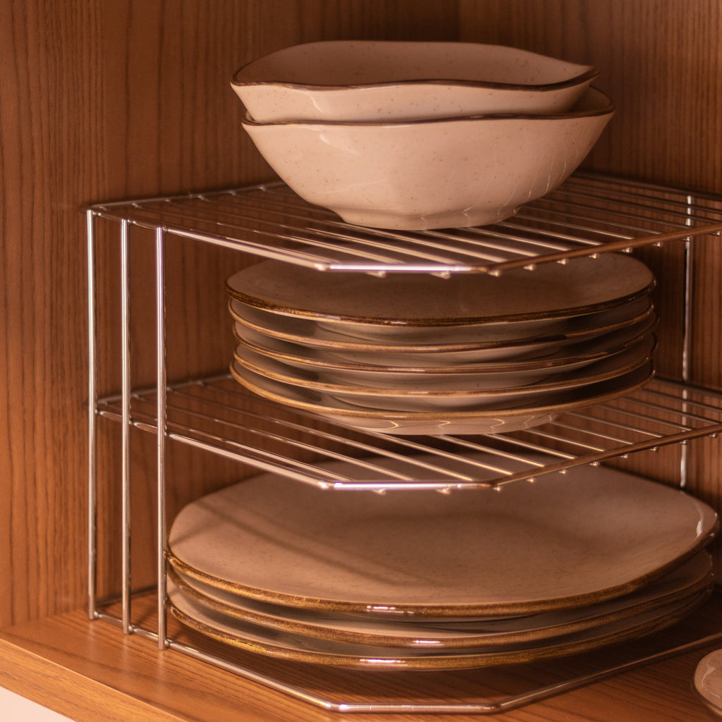 Prateleira de Canto Dupla Cromada para Apoio e Organização