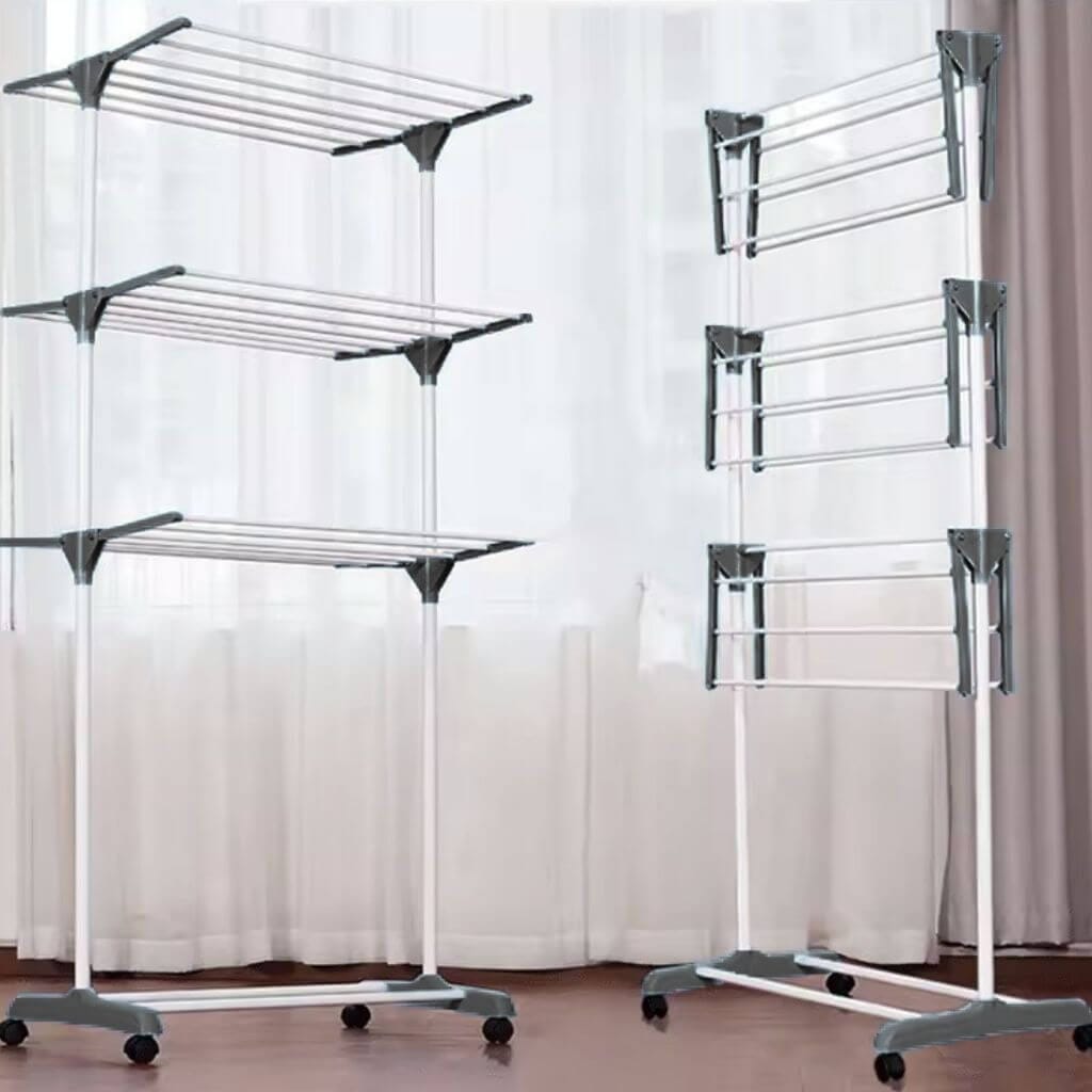 Varal De Chão Com 3 Andares Dobrável e Portátil